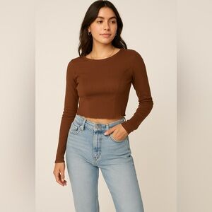 PAC Cares Brown 🤎 Long Sleeve crop top